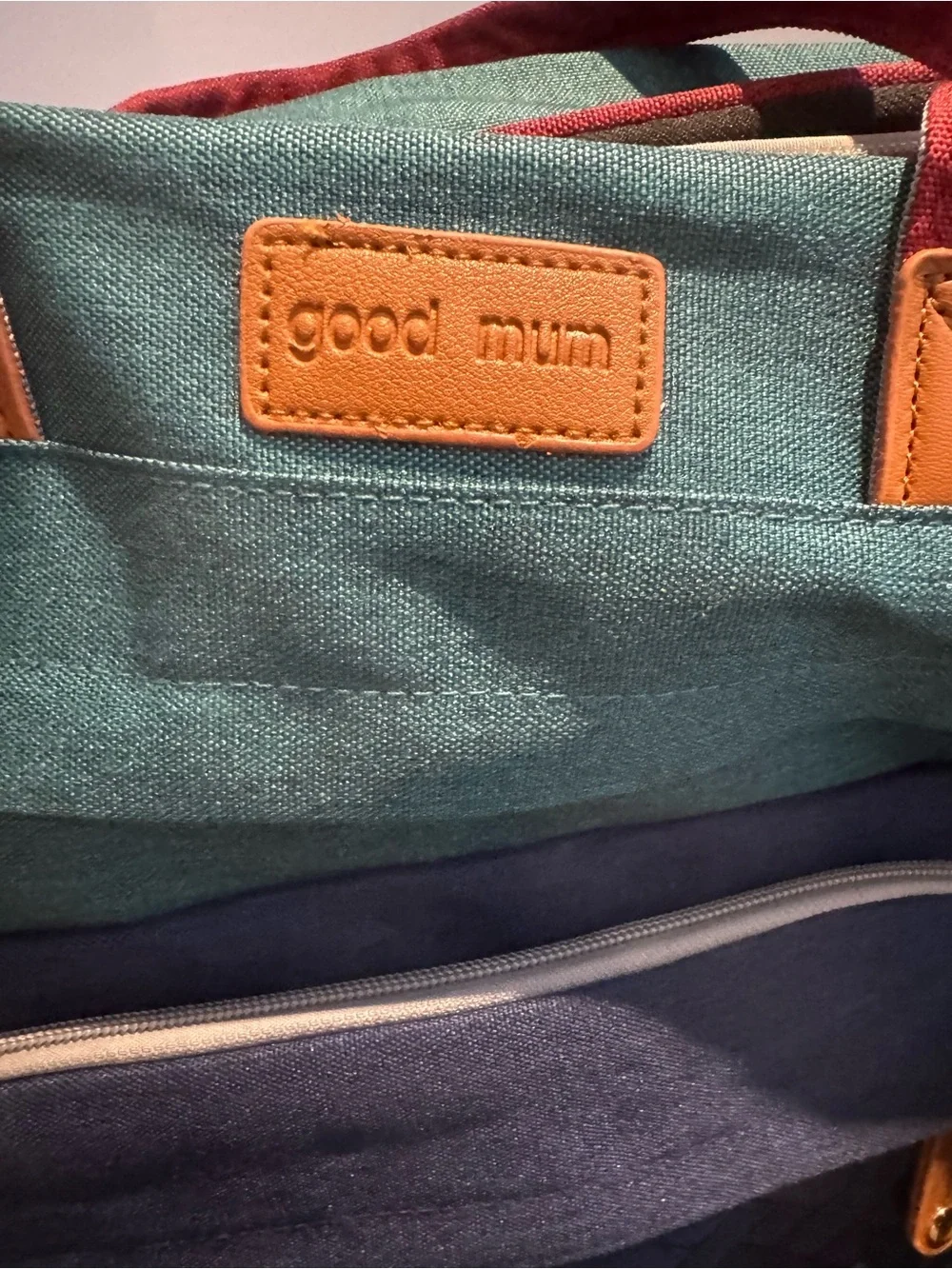 Good Mum Diaper Bag Backpack Teal/Red/Navy w Changing/Napping Station USBCharger